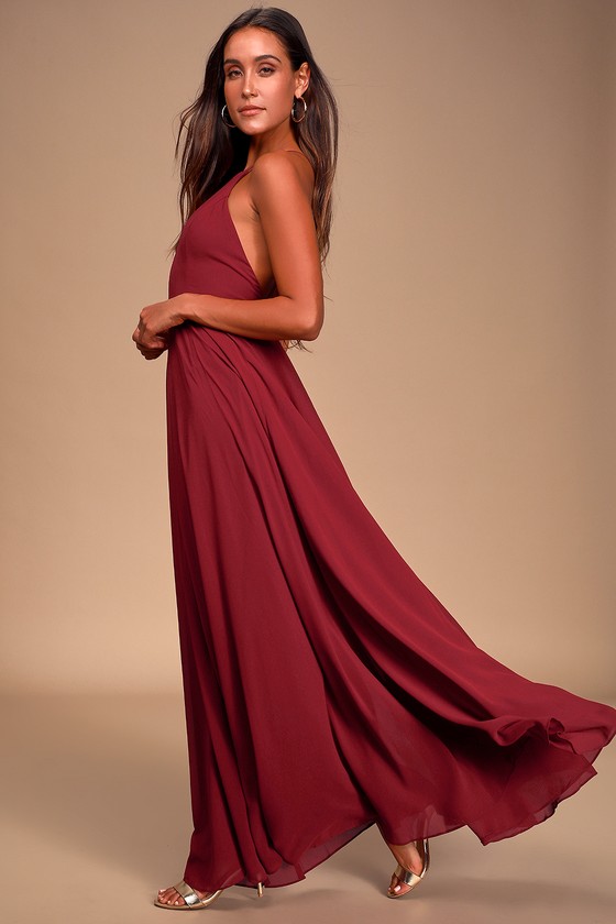 Beautiful Wine Red Dress - Maxi Dress ...