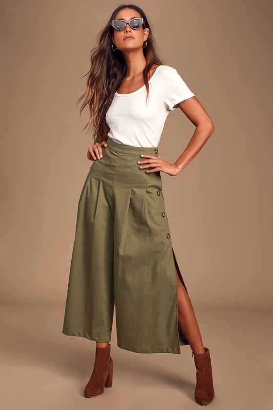 olive green straight leg pants