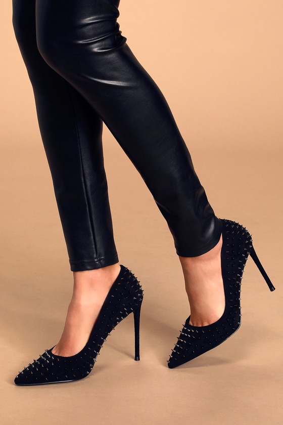 steve madden black studded heels