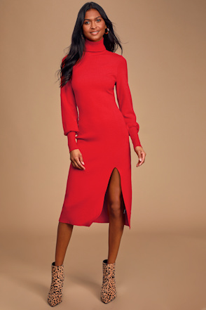 red turtleneck dress Rebdolls Women's Kimmy Bodycon Maxi - RED is perfect for any occasion Turtleneck Mini Dresses | Hello
