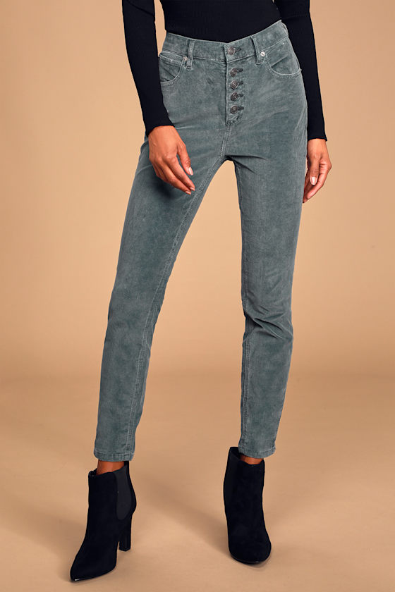 Sun Chaser Dusty Blue Corduroy Skinny Jeans 2