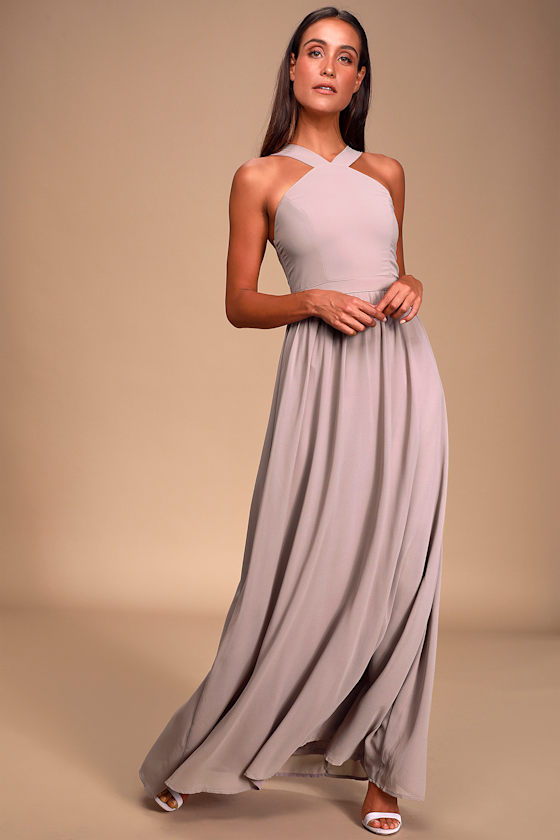 Air of Romance Taupe Maxi Dress 11