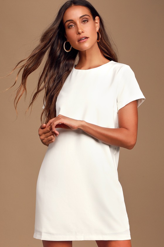 womens white shift dress