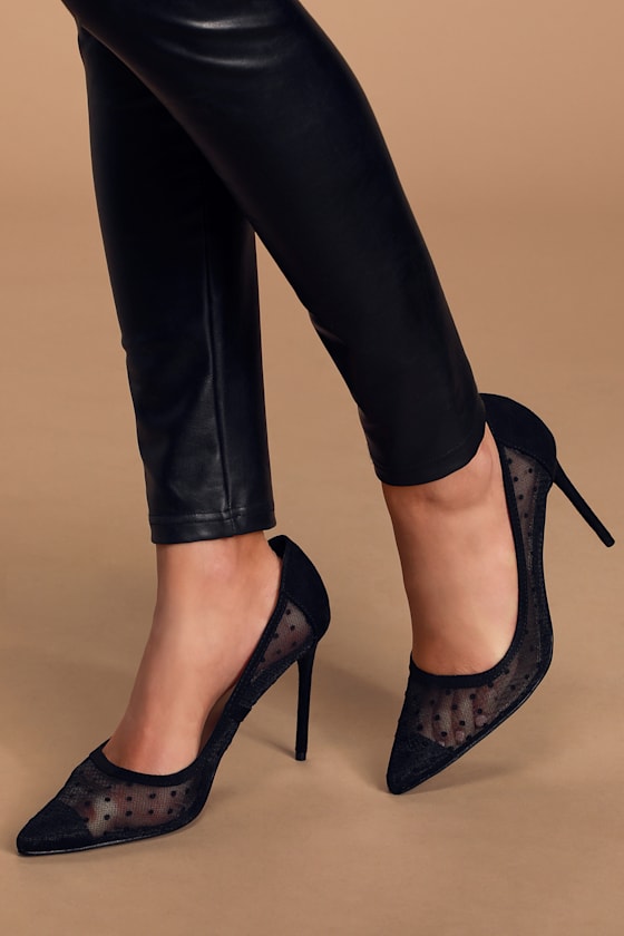 Van Black Polka Dot Pointed-Toe Pumps 5