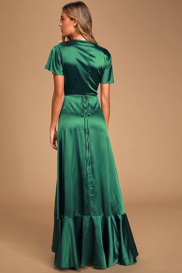green emerald velvet dress Lovestitch Flutter Sleeve Wrap Dress in Sage at Nordstrom Rack, Size Small