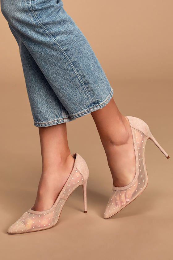 Van Nude Polka Dot Pointed-Toe Pumps 4