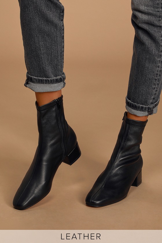 Black Mid-Calf Boots - Leather Sock 