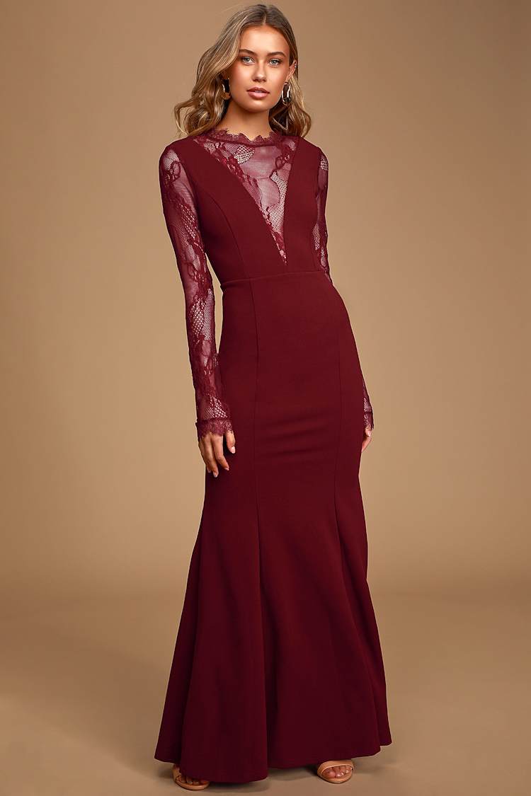 knee length dresses for ladies Self-Portrait - Brown Floral Lace Maxi Dress