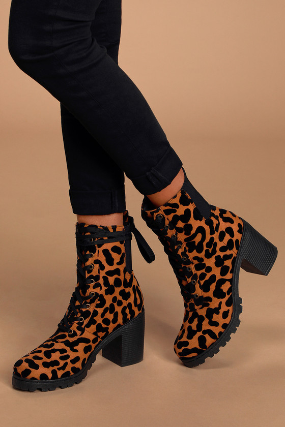 leopard crawl knee high platform creeper boots