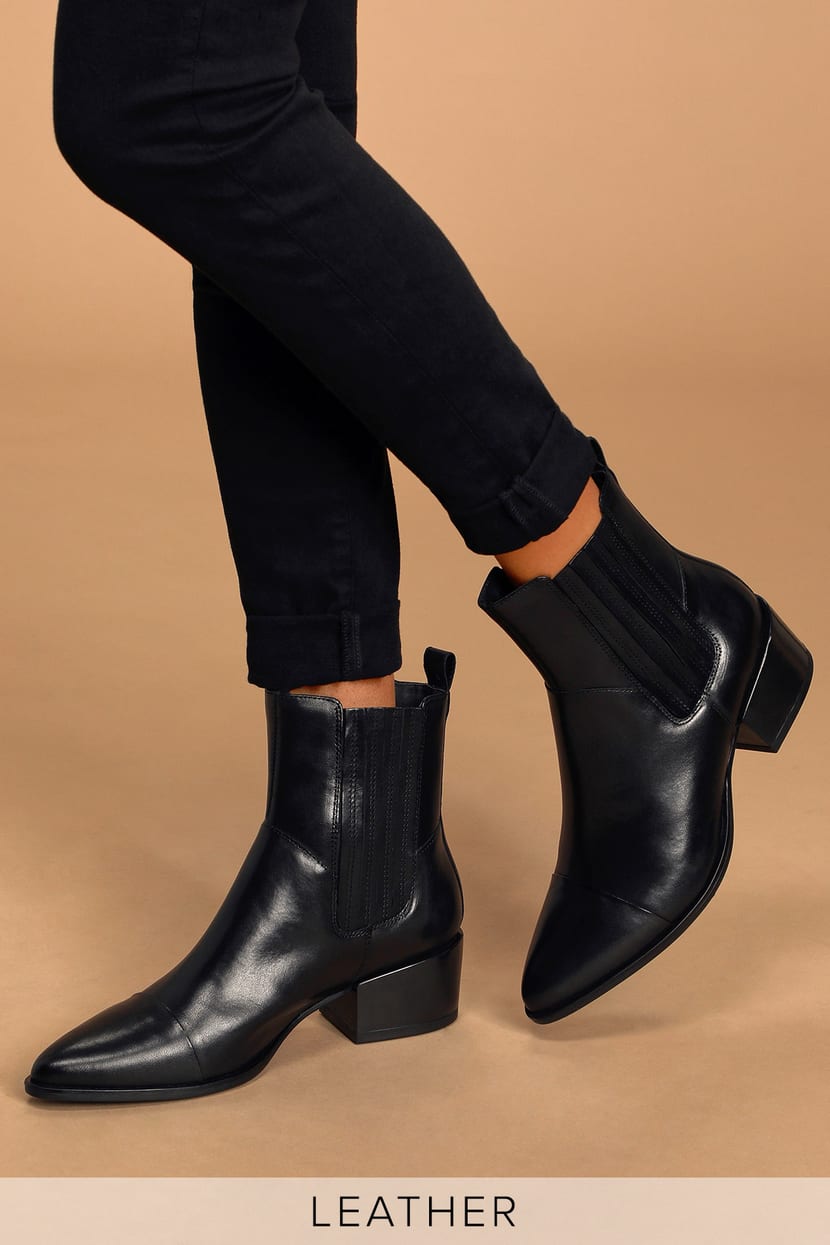 Chic Black Boots - Ankle Genuine Leather Boots Lulus