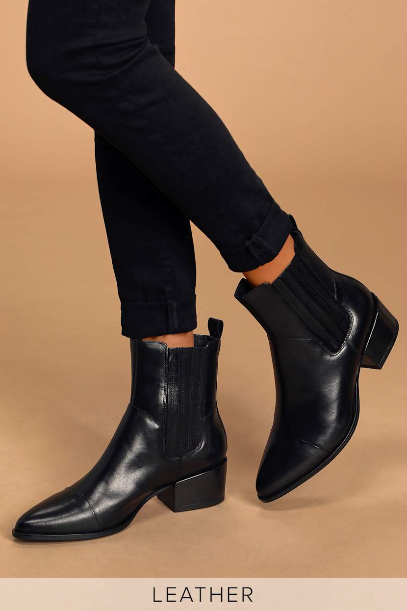 marja black leather boots