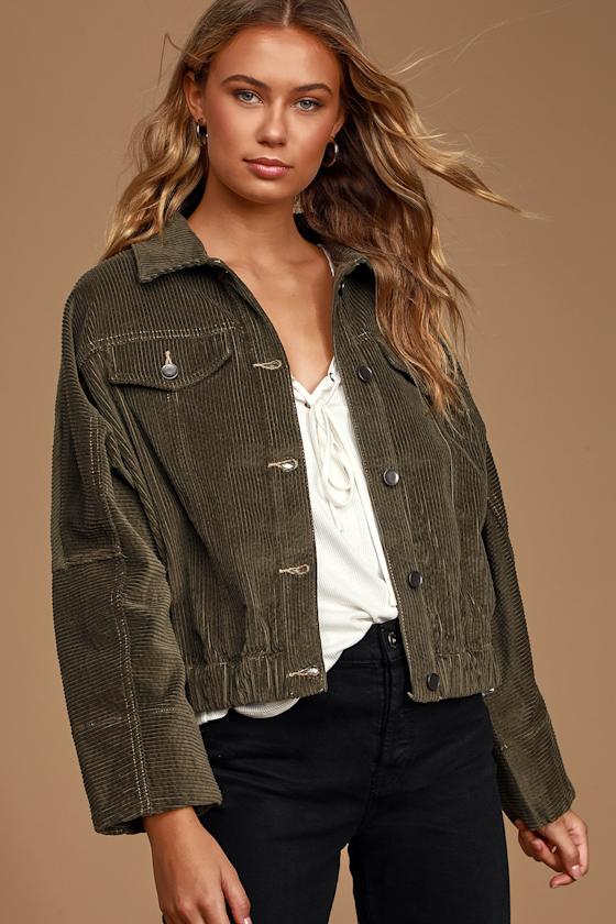Other Side Olive Green Corduroy Jacket 3