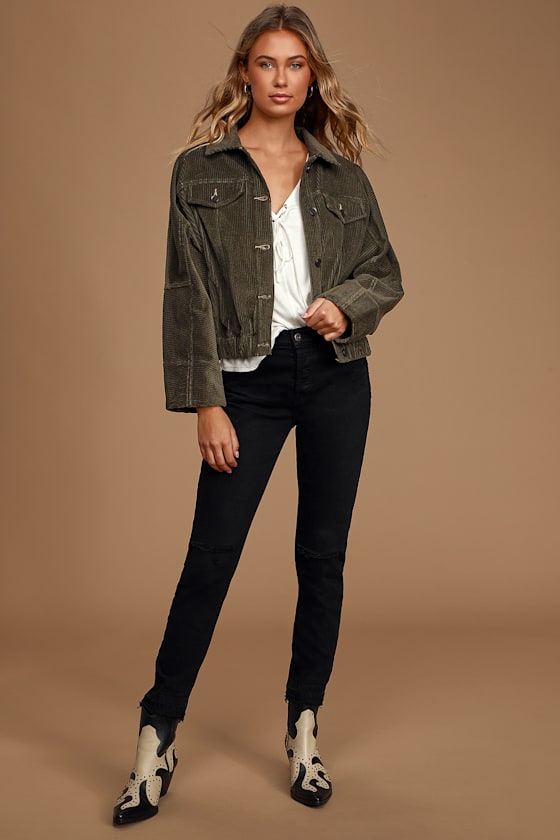 Other Side Olive Green Corduroy Jacket 2