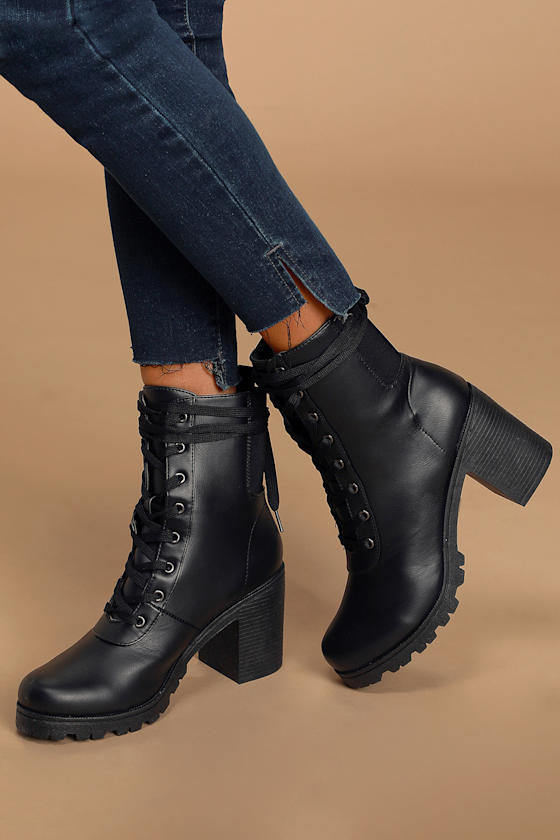 Briene Black Suede Lace-Up Platform Boots 1