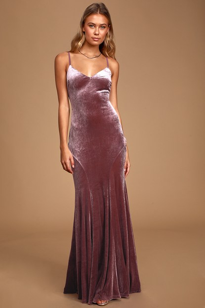 Timeless Love Dusty Purple Velvet Mermaid Maxi Dress - Lulus