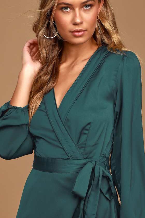 lulus satin wrap dress