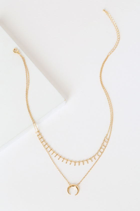 Moonshine Gold Crescent Moon Layered Necklace 1