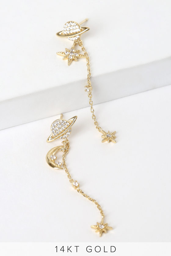 Daydreamer 14k Gold Rhinestone Drop Earrings 2