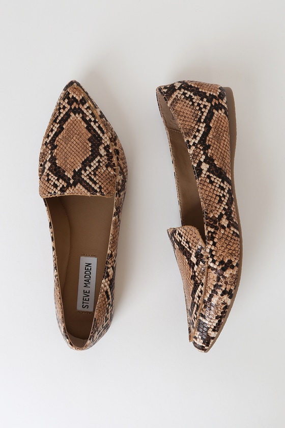 Steve Madden Feather - Tan Snake Flats 