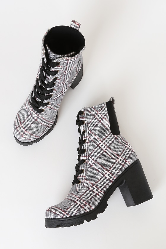 checkered platform boots