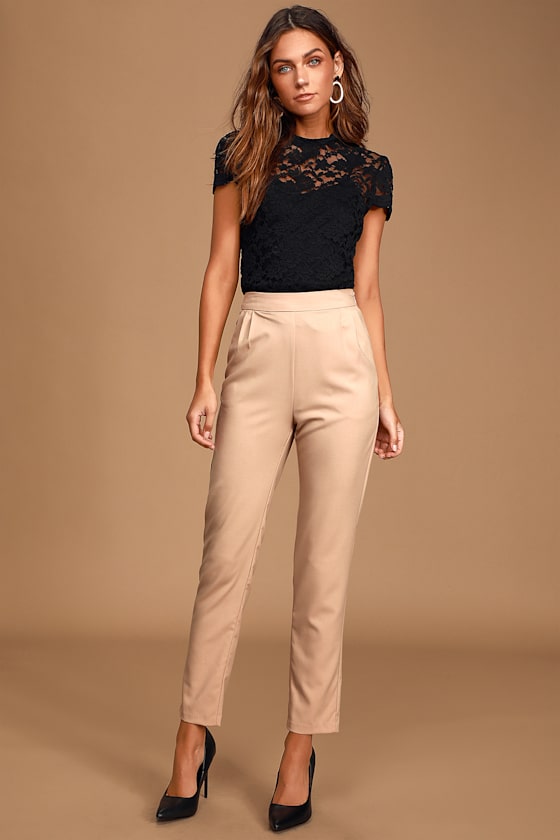 Totally Tempting Black Sheer Lace Short Sleeve Top 1