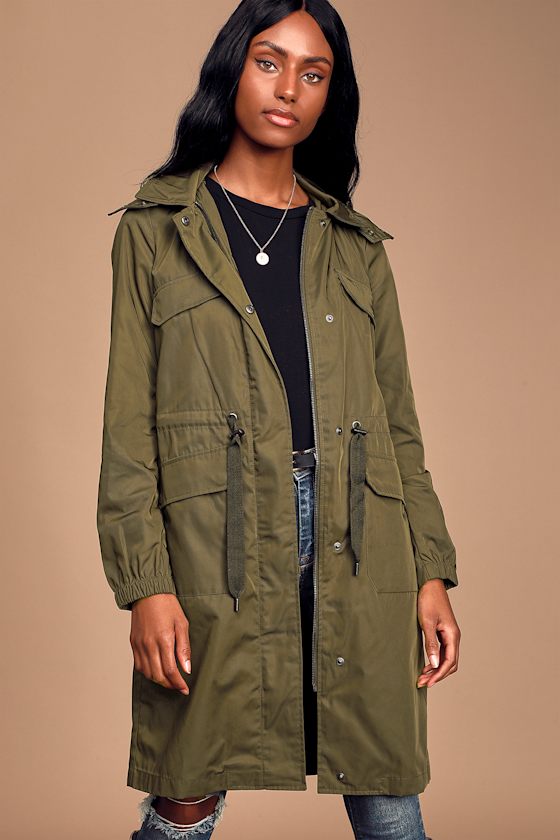 Avec Les Filles Water Resistant Olive Anorak Jacket Rain Coat Lulus