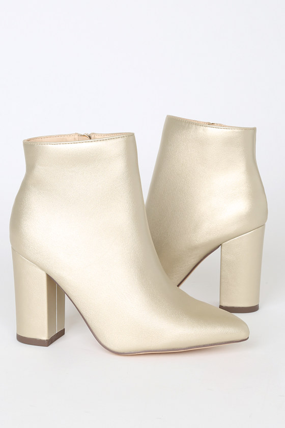 Chic Light Gold Booties High Heel Booties Ankle Booties Lulus