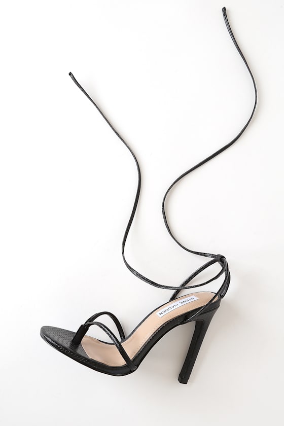 Vada Black Snake Lace-Up High Heel Sandals 4