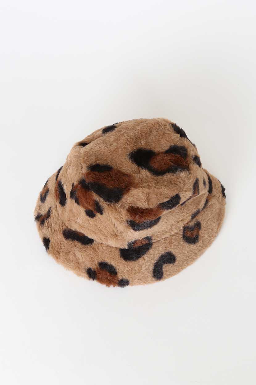 Lulu\'s Faux Fur Leopard-Print Hat Brown Leopard Hat - Faux Fur Cloche Hat - Fluffy Roller Hat  main image 2