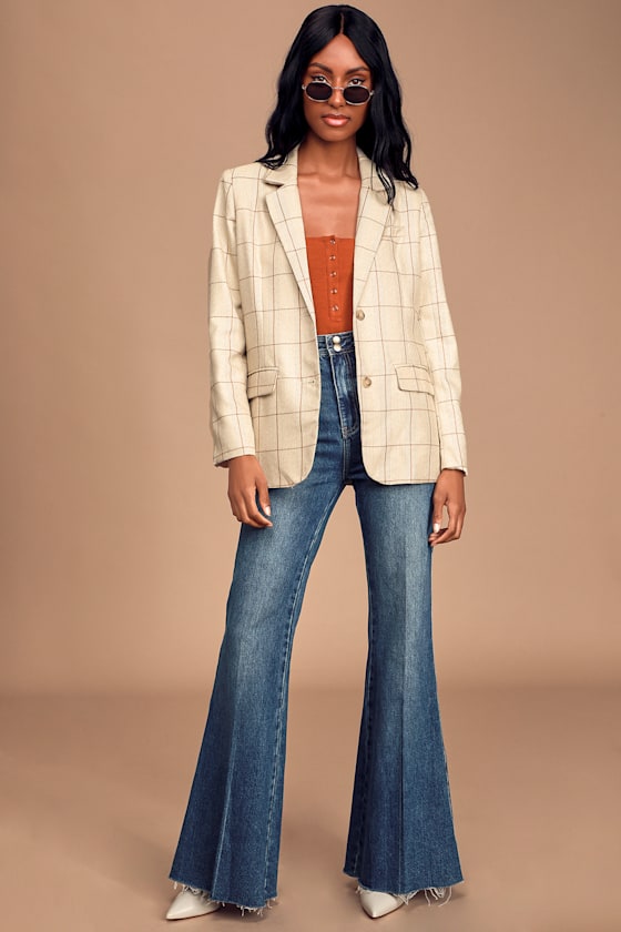High Point Beige Plaid Blazer 1