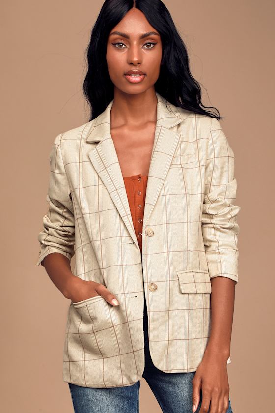 High Point Beige Plaid Blazer 3