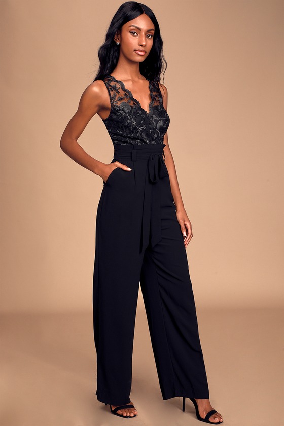 amora black lace jumpsuit