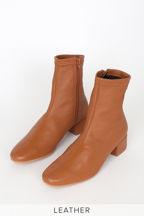 cognac leather boots