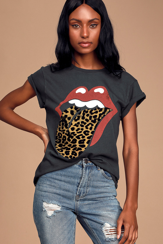 rolling stone t shirt with leopard tongue