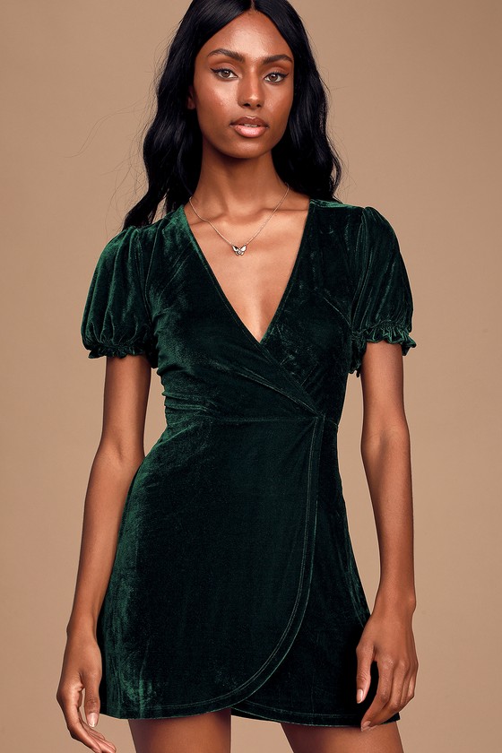 dark green velvet dress