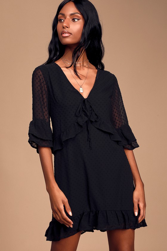 black swiss dot dress