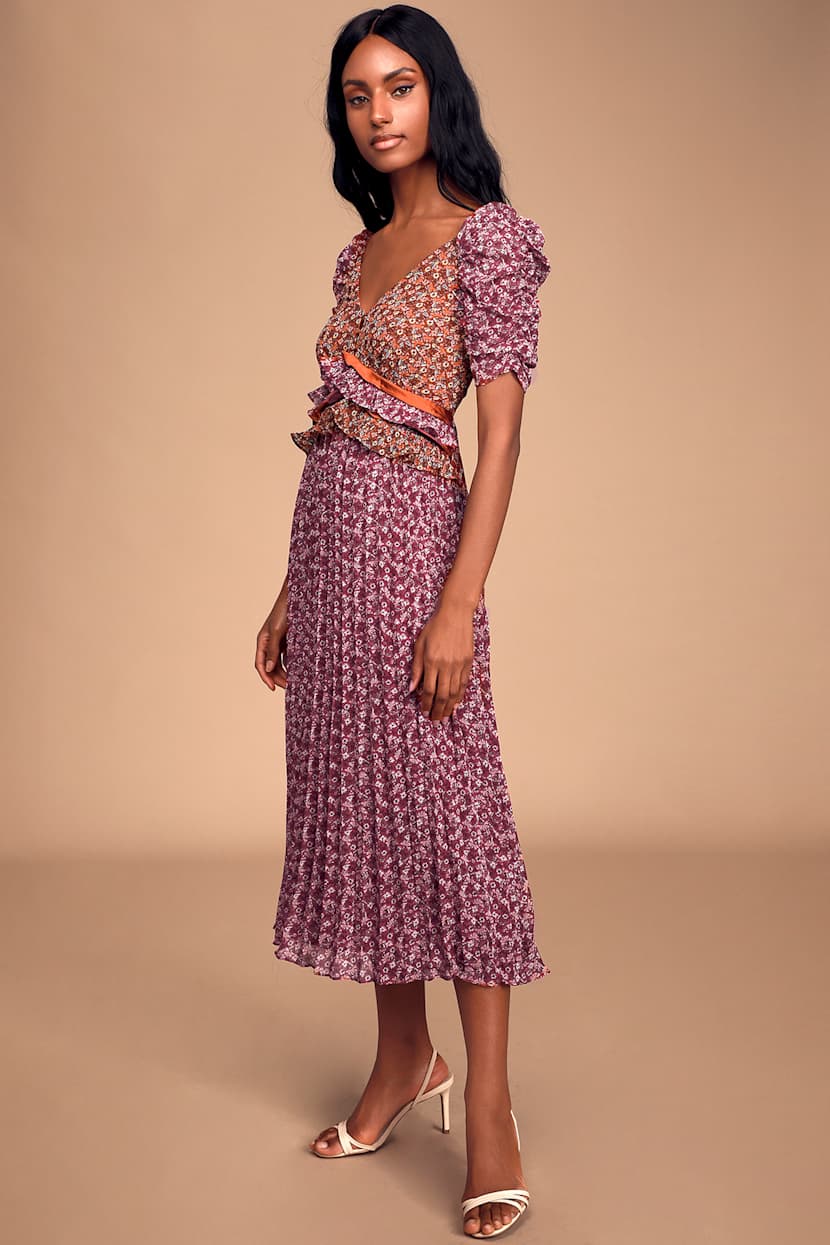 ruffled ruched midi dress en saison En Saison Claire Midi Dress
