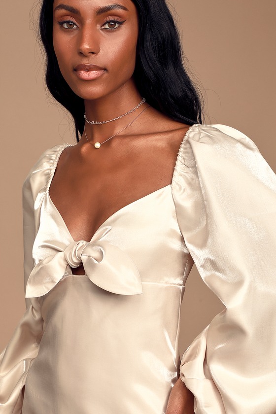 Cute and sweet satin mini cheap dress
