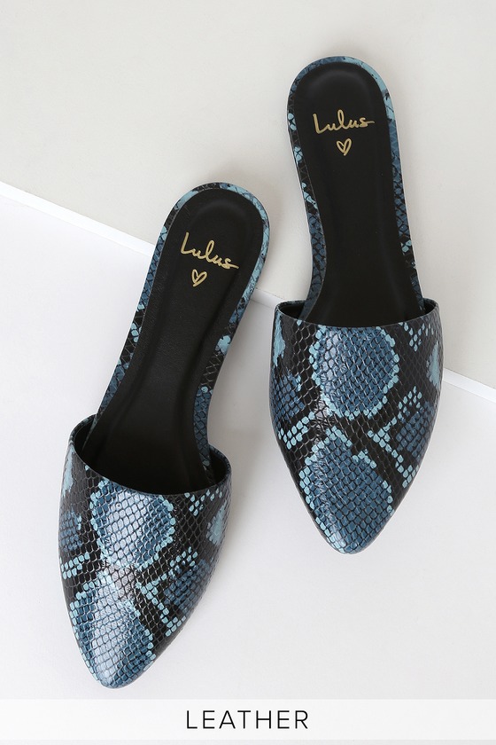 snake print slide sandals