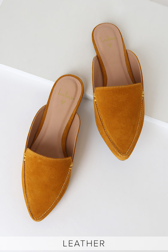Chic Suede Loafers Genuine Leather Loafers Mustard Loafers Lulus