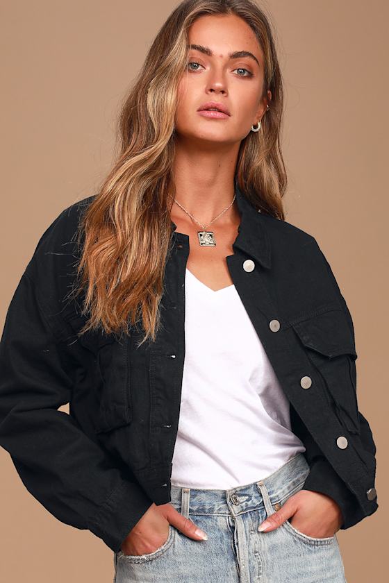 Trendy Black Jacket Cropped Jacket Collared Jacket Lulus