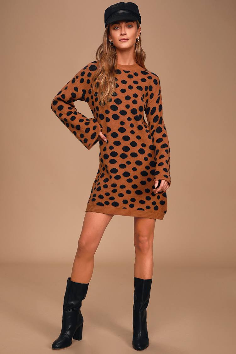 short brown polka dot dress Alessandra Rich - Silk Polka Dot Mini Dress - 38