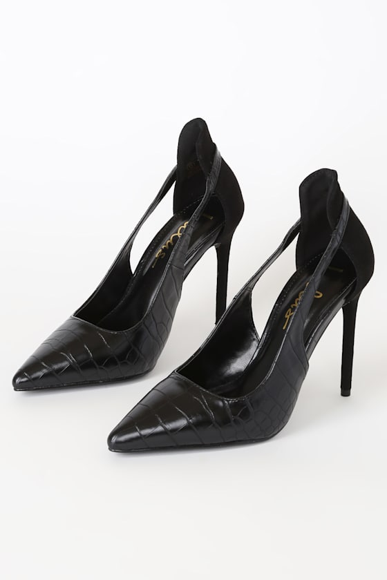 Black crocodile pumps Clearance