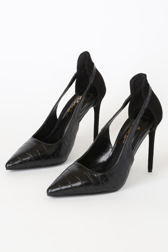 crocodile print pumps