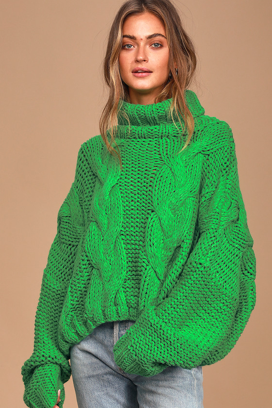 Cute Green Sweater Cable Knit Sweater Turtleneck Sweater Cute Green Sweater Cable Knit Sweater Turtleneck Sweater