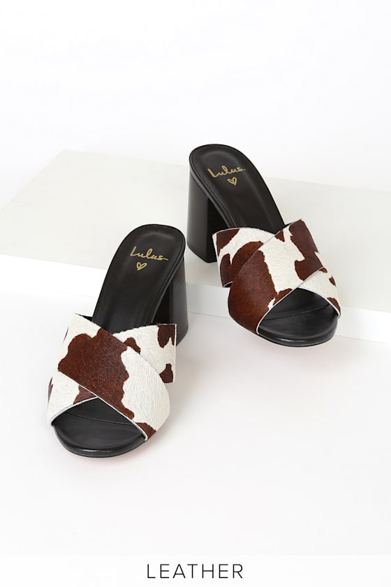 Henri Cow Calf Hair Peep-Toe Mules 2