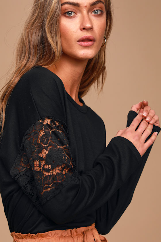 Lace of Spades Black Lace Long Sleeve Top 5