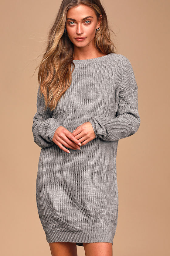 Bringing Sexy Back Heather Grey Backless Sweater Dress 5