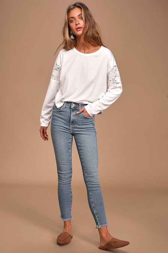 Lace of Spades White Lace Long Sleeve Top 2