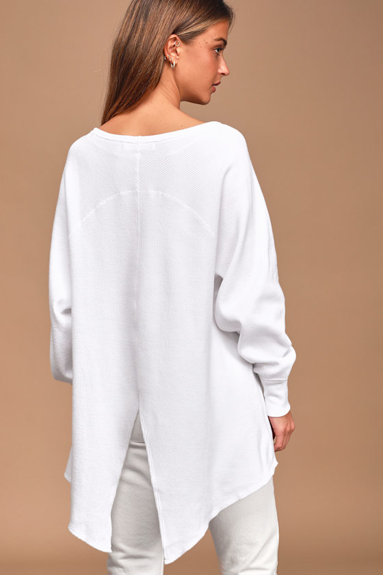 Free People Amelia White Thermal Top Oversized Top Lulus